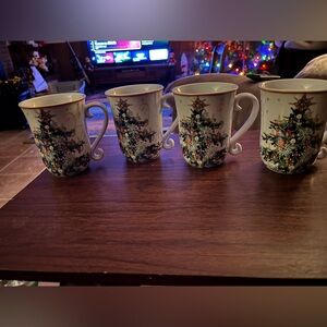 Vintage Set William Sonoma Large TWAS Night before Christmas Tree Mugs 1 set 2